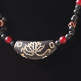 蓮花天珠ネックレス｜ロータスDzi bead 天然石ネックレス 一点物 ハンドメイドデザイン | Kou Crystal