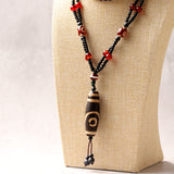 一眼天珠ロングネックレス｜天然石Dzi bead ハンドメイドデザイン 一点物アクセサリー | Kou Crystal