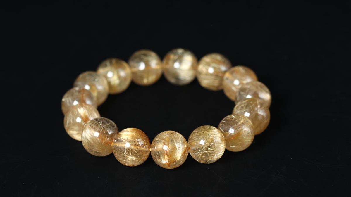 ゴールドルチルクォーツ ブレスレット 14mm (GR14-002) – Kou crystal 