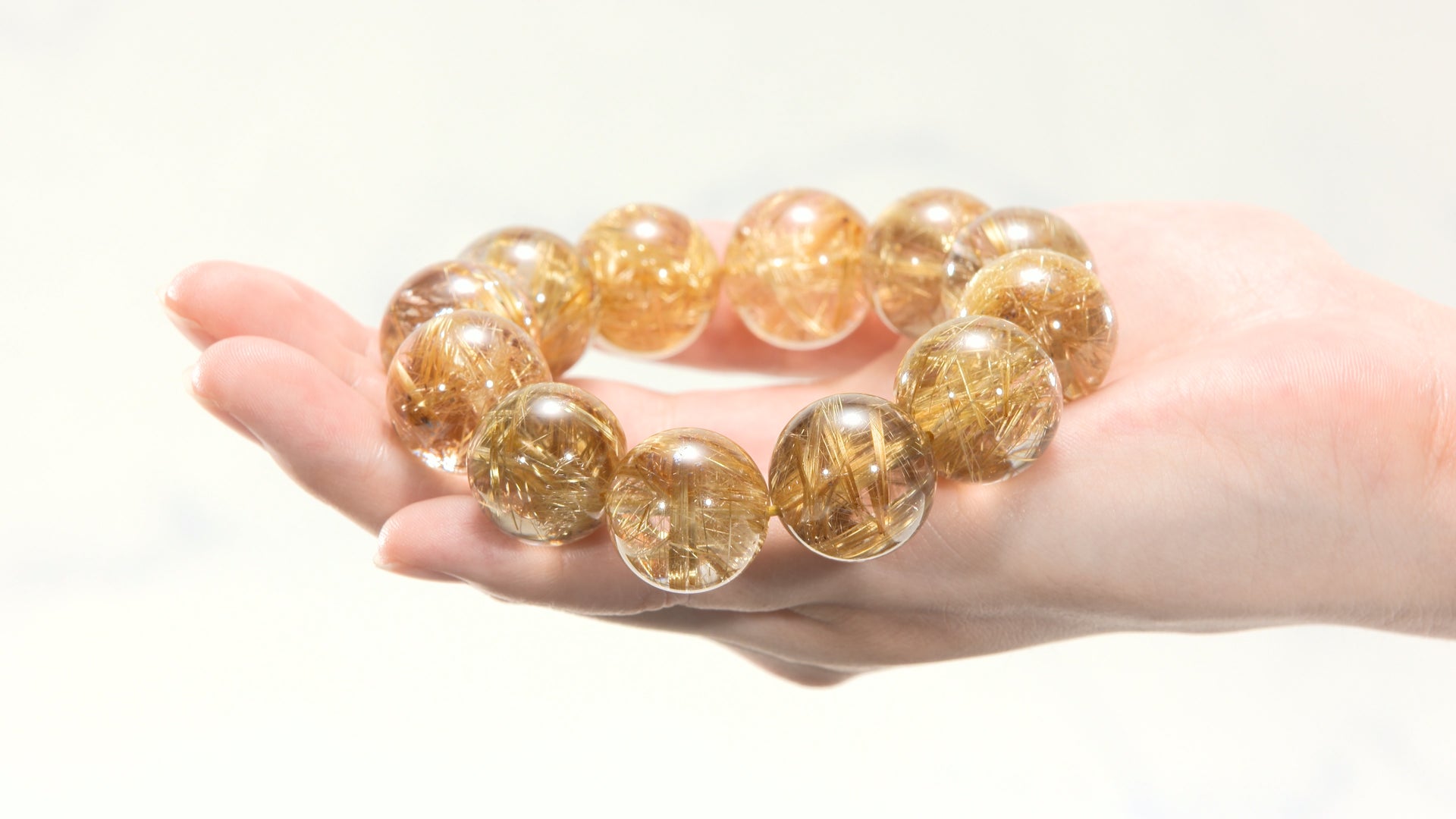 天然 タイチンルチルクォーツ ブレスレット13mm53.2g かなう｜ブレスレット 